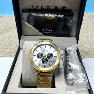 VITAE LONDON Men's Chronograph Elmington Gold-tone Stainless Bracelet Watch